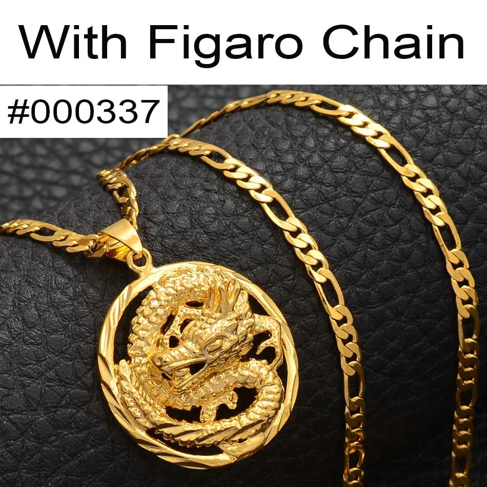 Anniyo Gold-Plated Dragon Pendant Necklace - Image 4