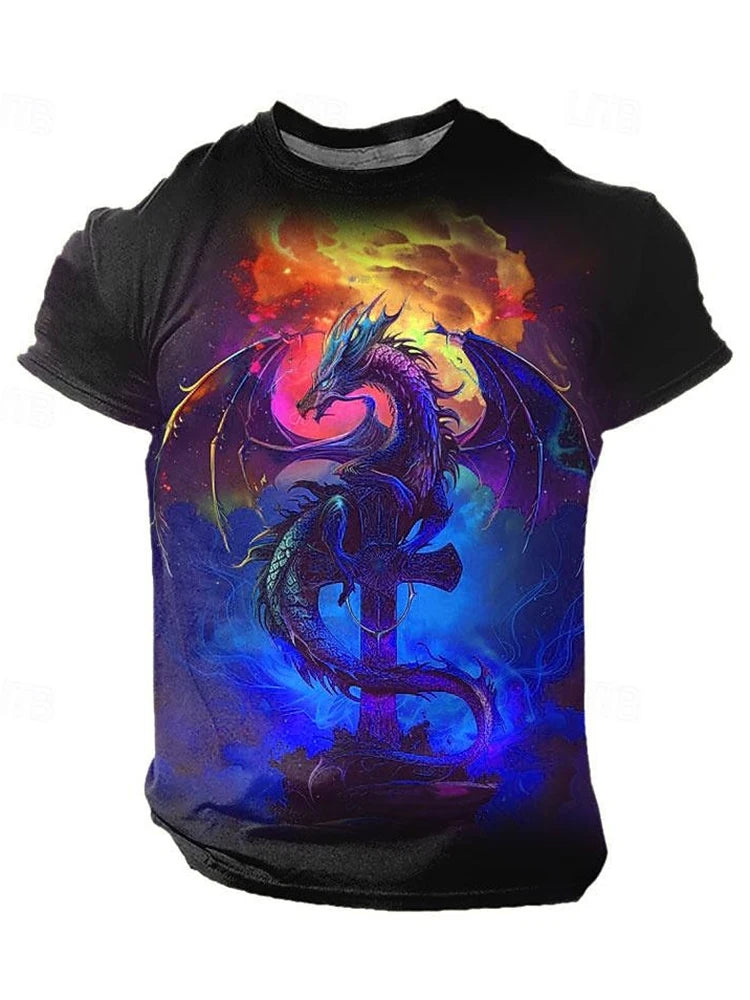 3D Dragon Print Menโs T-Shirt - Image 7