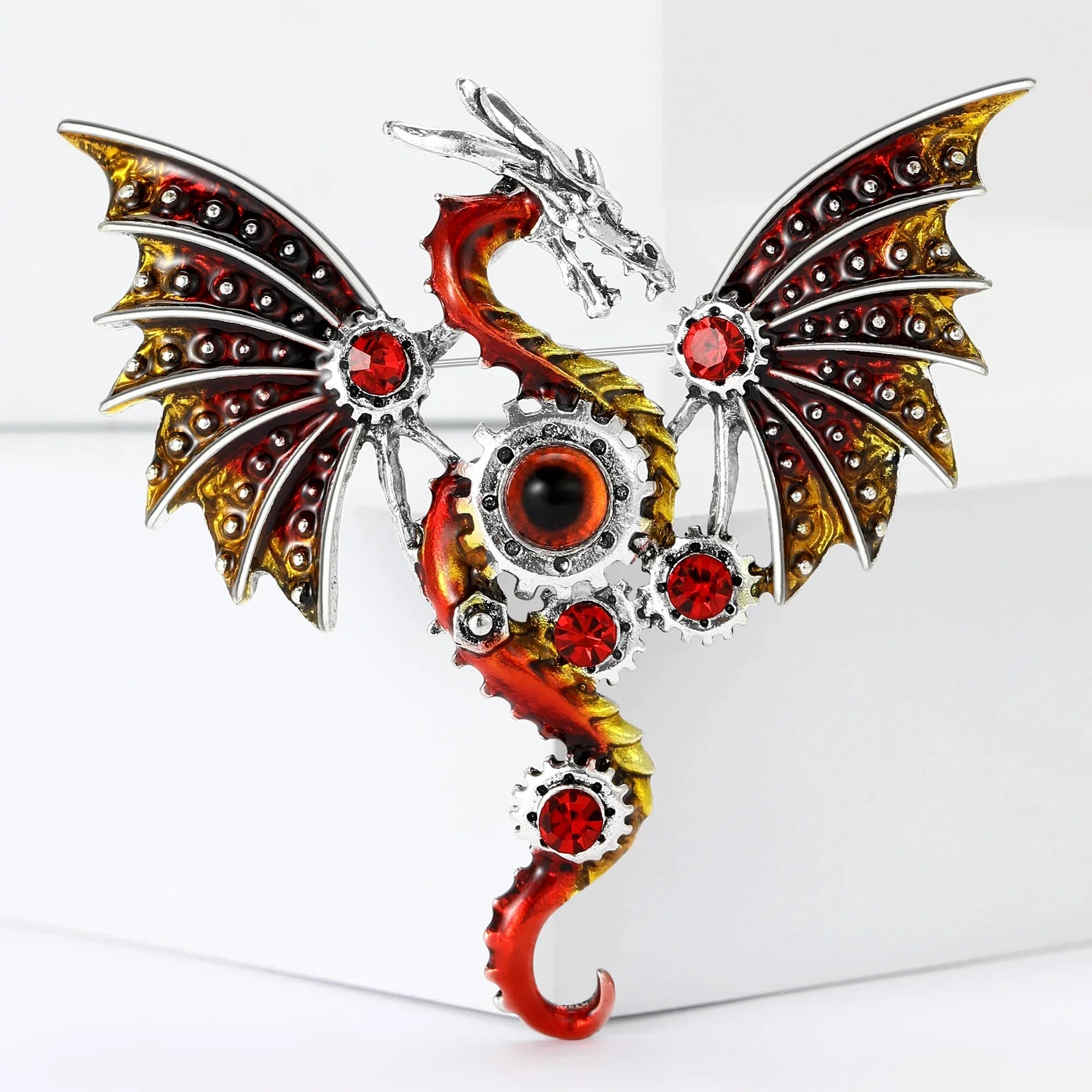 Enamel Mechanical Dragon Pins – Unisex Rhinestone Brooches for Party, Backpack & Clothing Accessories - Image 10