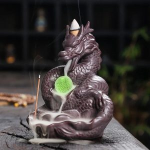 Dragon Shaped Backflow Incense Burner with Sparkling LED Light