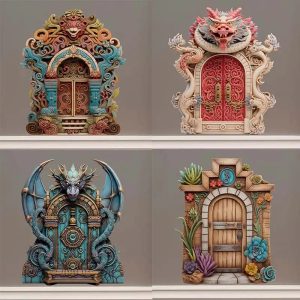 Dragon Fantasy House Decor – Fairy Door Wall Sticker for Living Room, Bedroom, Kitchen & Refrigerator
