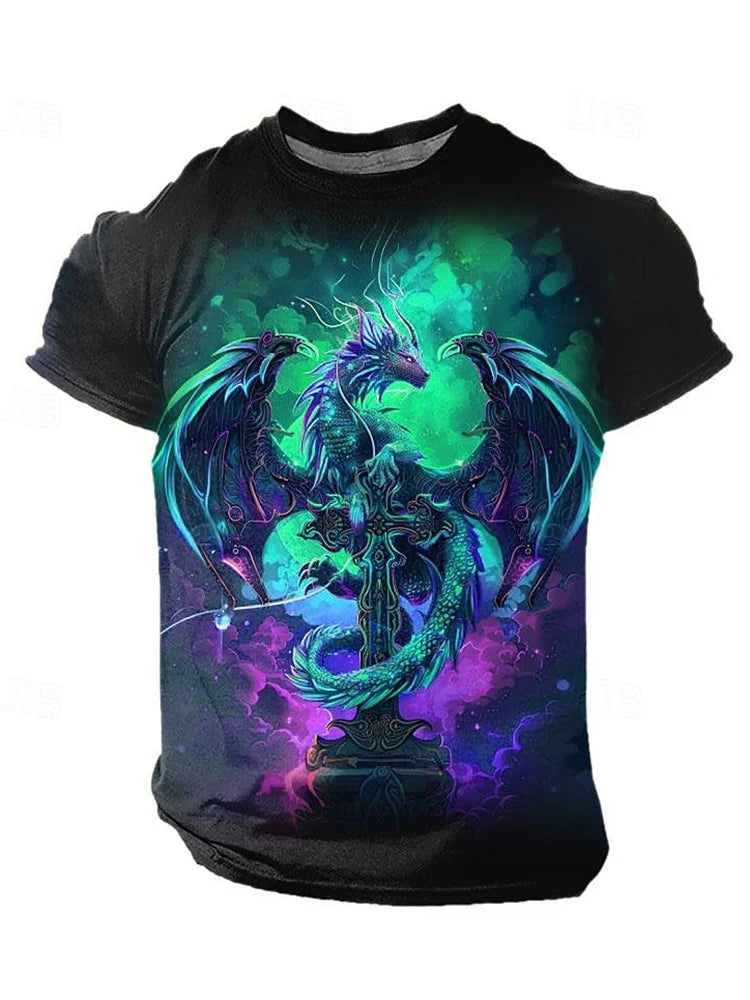 3D Dragon Print Menโs T-Shirt - Image 12