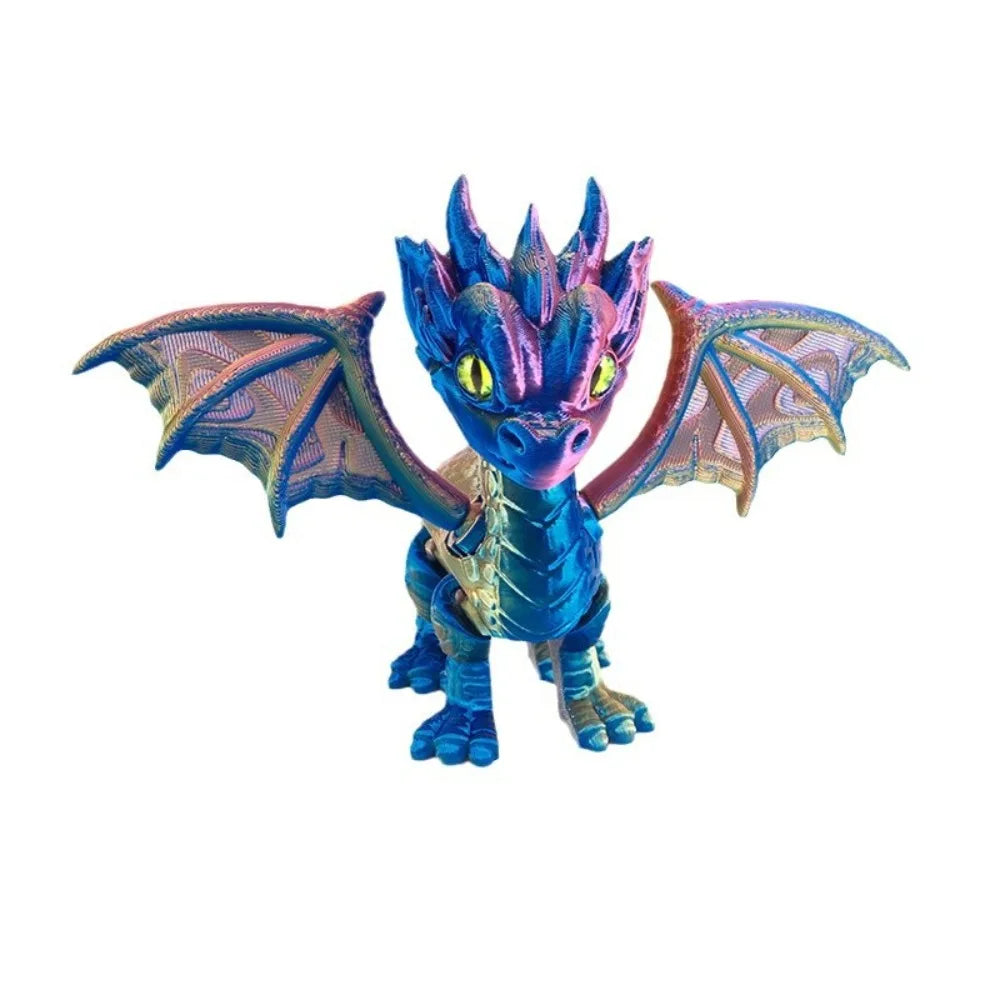 3D Printed Articulated Western Dragon – Retractable Wings & Tail Fidget Desktop Ornament - Image 2