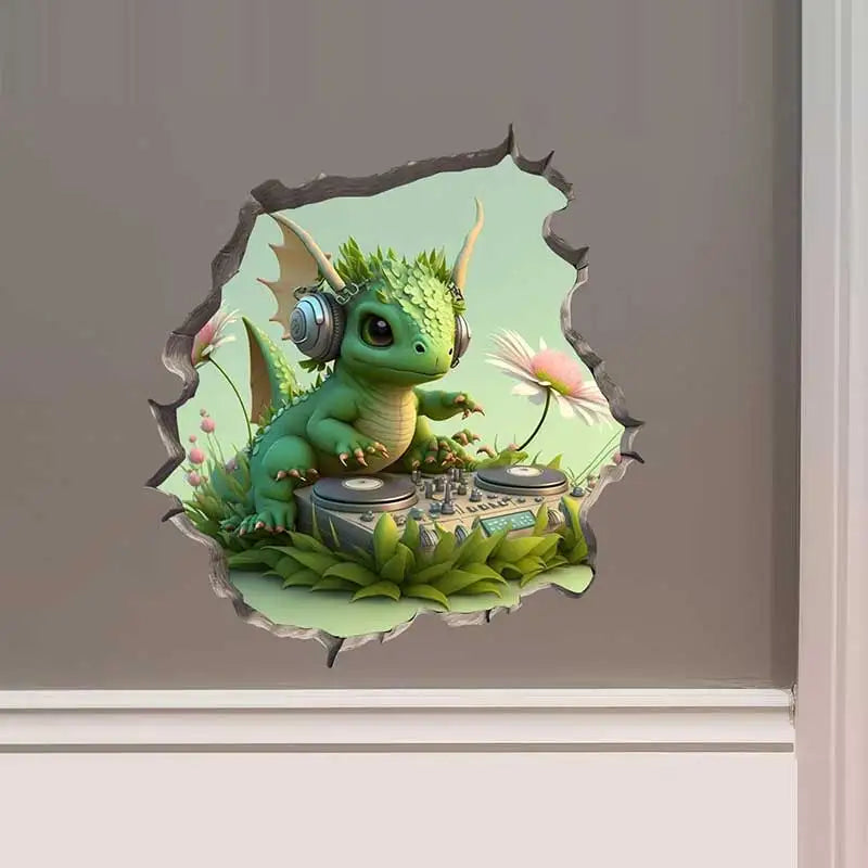 Dragon Parent and Child Reading Wall Hole Decal – Mouse Hole Wall Sticker for Bedroom, Entryway & Living Room Decoration - Image 10