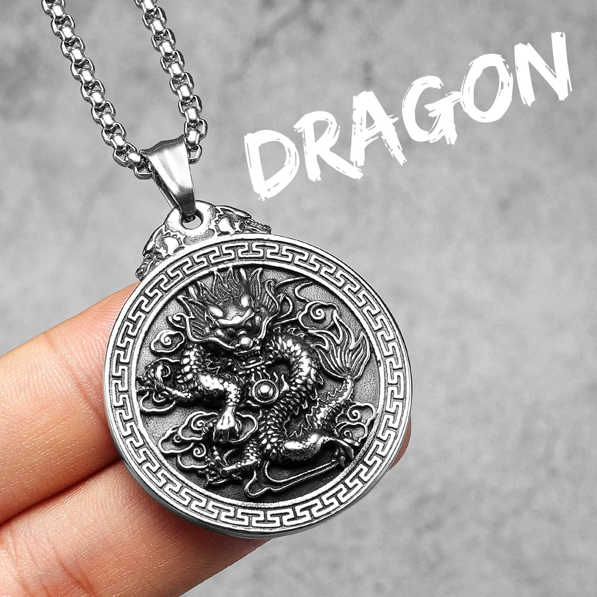 Chinese Dragon Stainless Steel Pendant Necklace - Image 9