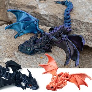 3D Printed Flying Dragon – Full Body Movable Joint Fidget Toy & Desktop Ornament