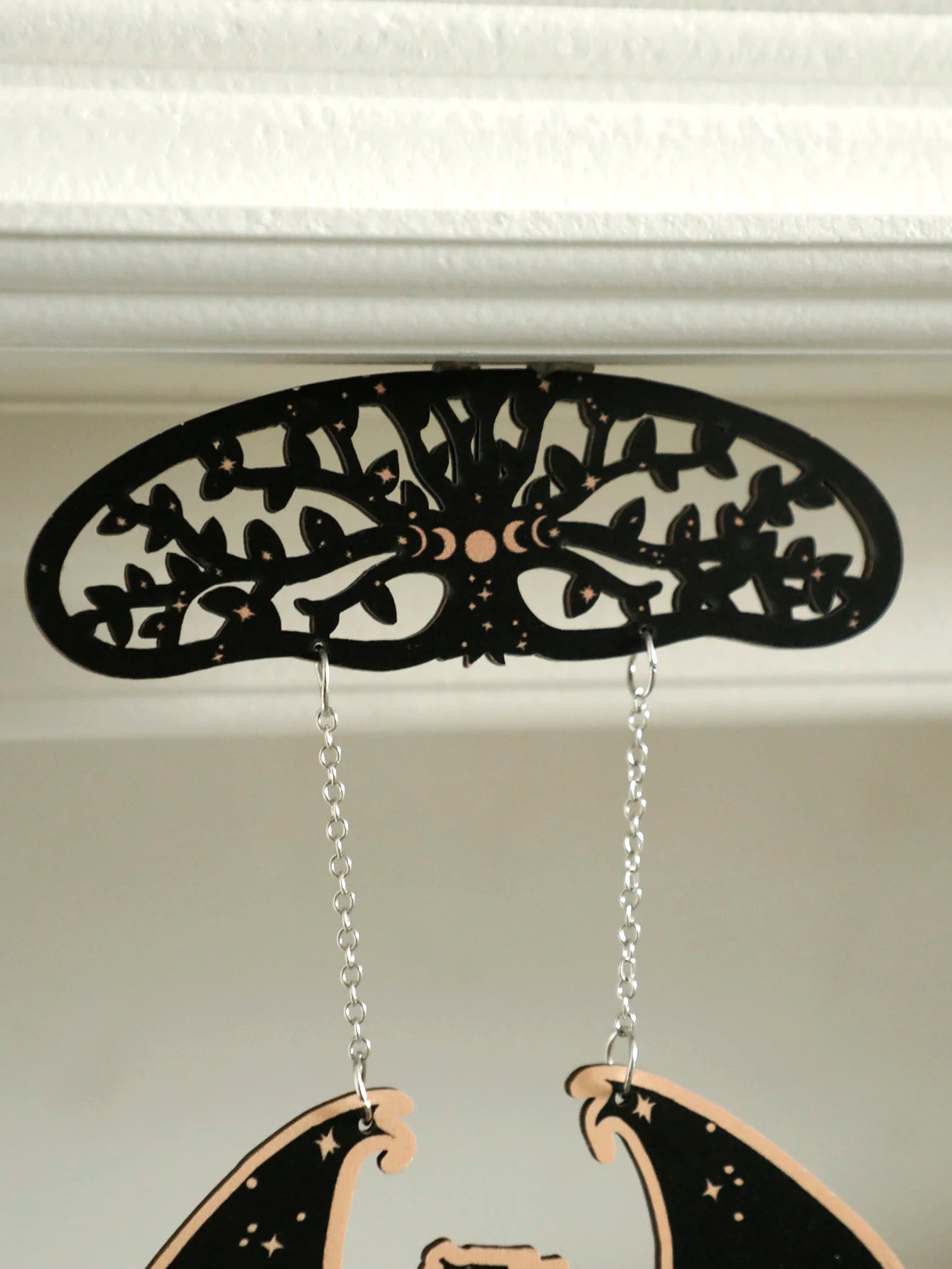 Black Wooden Dragon Mobile with Crescent Moon Phases - Image 4