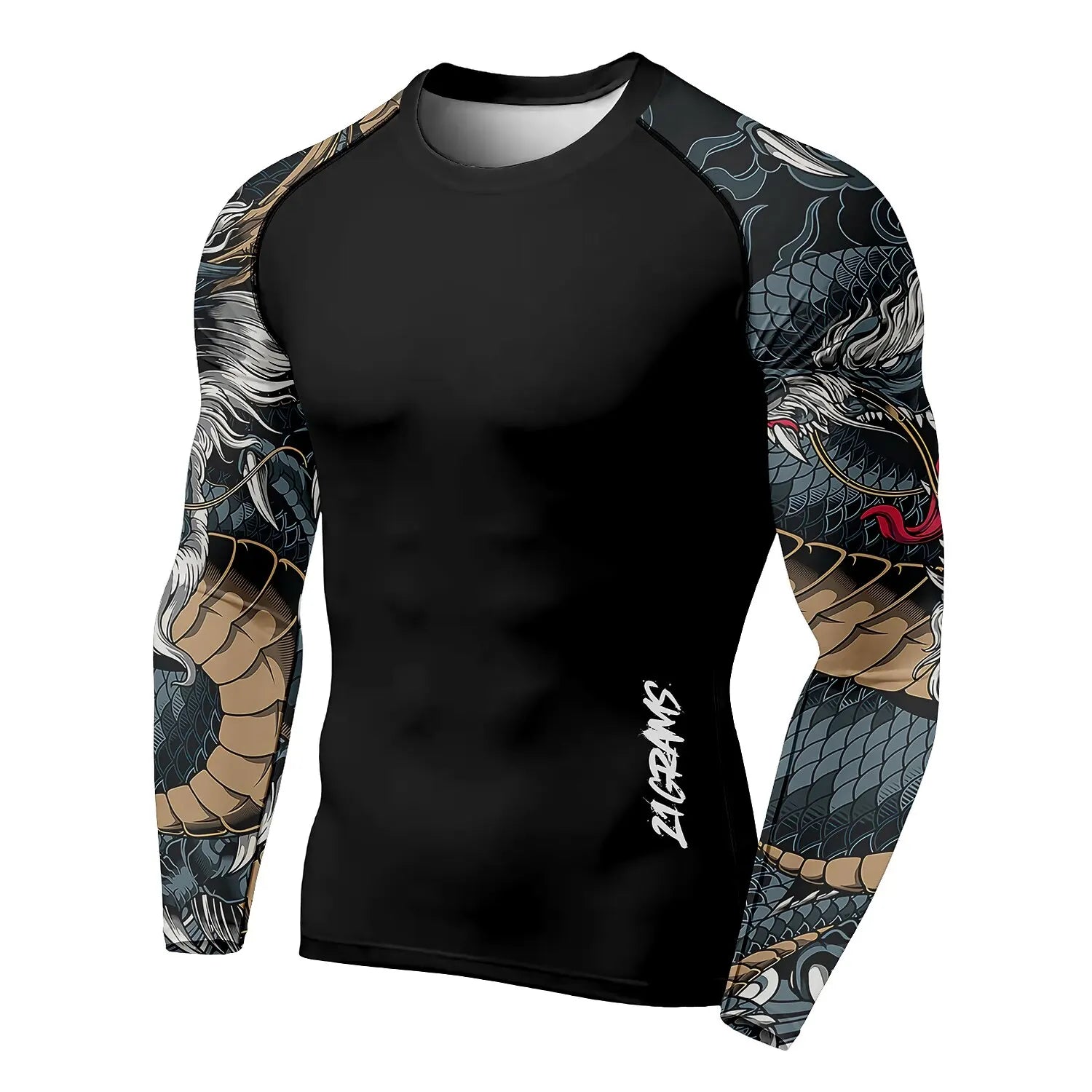 3D Printed Dragon Pattern Menβs T-Shirt - Image 4