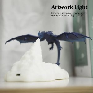 Dragon Shape LED Night Light – 3D Printed Flame Breathing Slow-Change Lamp