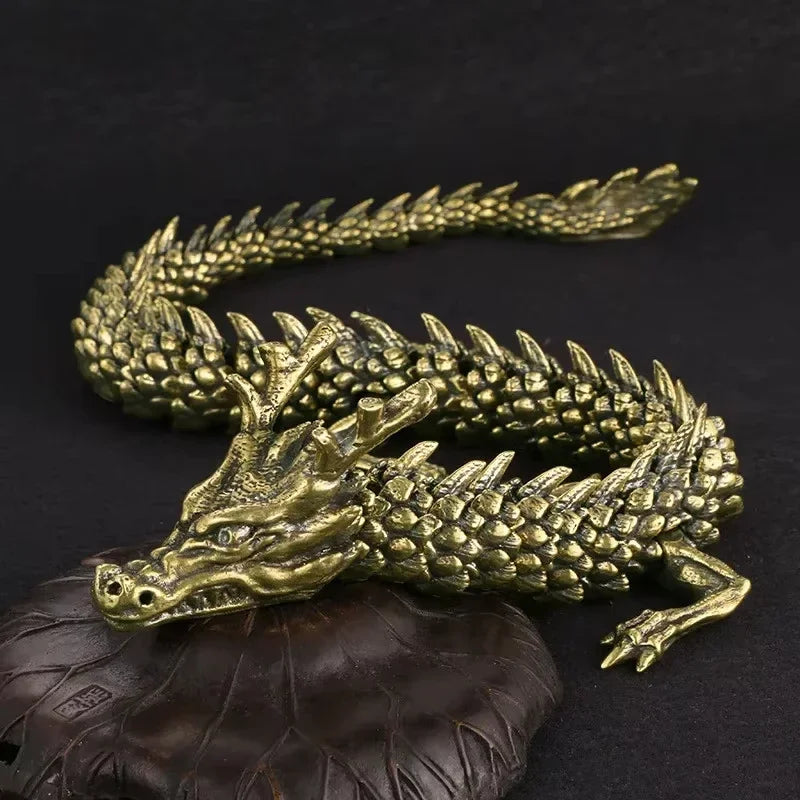 3D Dragon Statue Ornament – Movable Jointed Body in Ancient Copper Finish | Desktop Brass Craft for Home & Office Decoration - Image 6