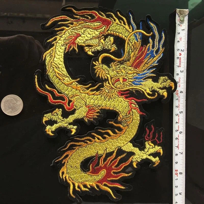 Chinese Style Gold Dragon Embroidery Patch – Flying Dragon Cloth Sticker for Cheongsam & DIY Decoration - Image 3