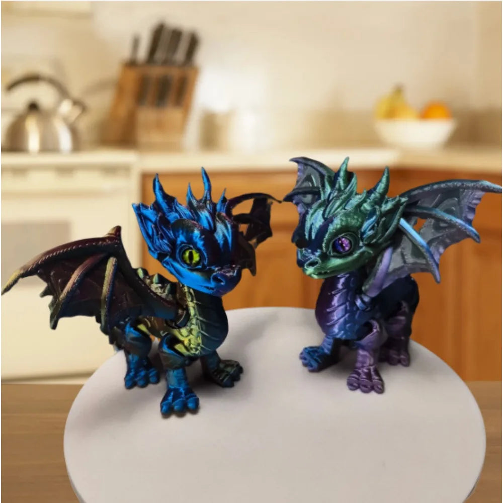 3D Printed Articulated Western Dragon – Retractable Wings & Tail Fidget Desktop Ornament