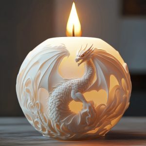 Fire Breathing Dragon Relief Round Sphere Candle Silicone Mold – Flying Dragon Wing Sphere Resin & Gypsum Mold