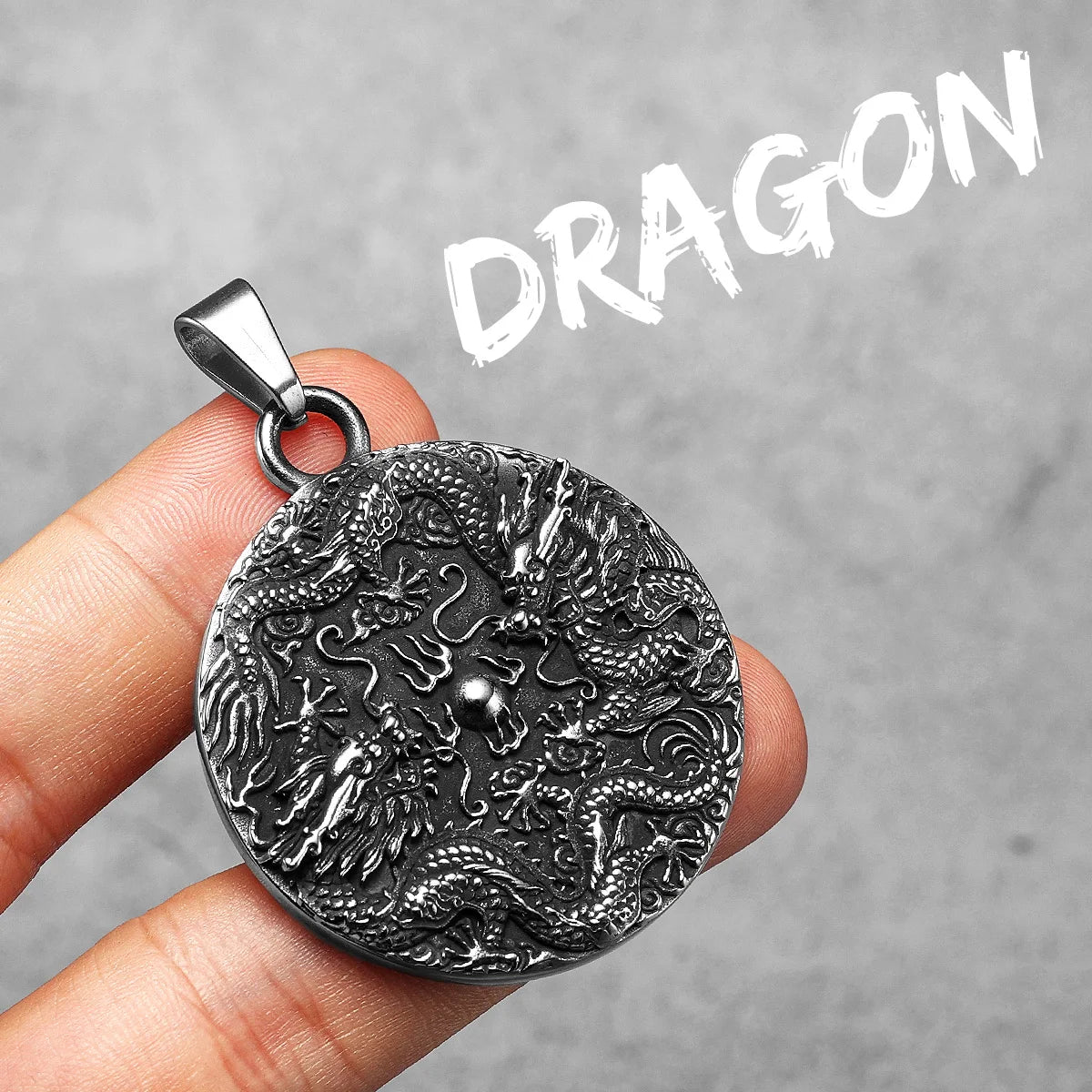 Chinese Dragon Stainless Steel Pendant Necklace - Image 8