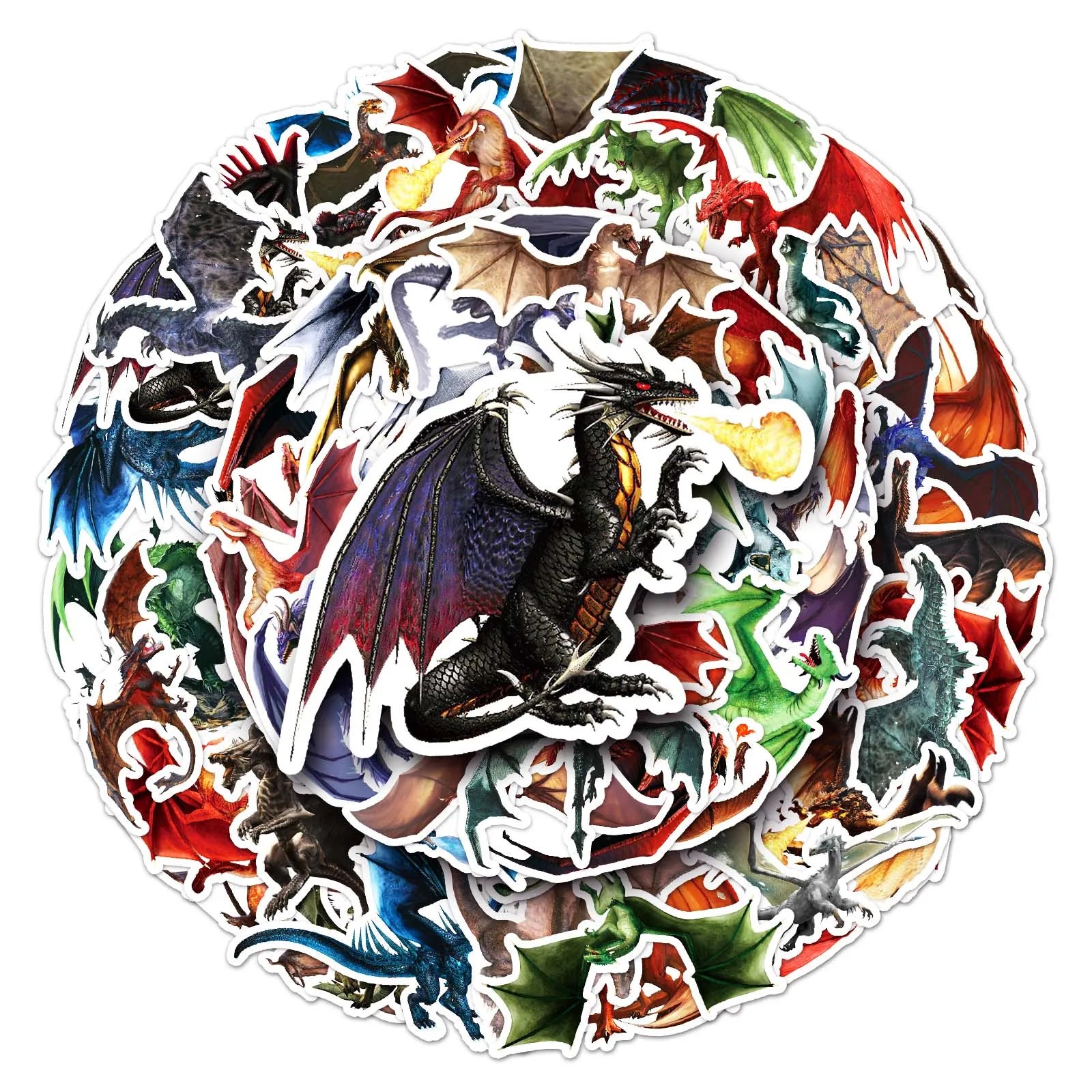 50PCS Dragon Series Cartoon Waterproof Vinyl Stickers - Image 3