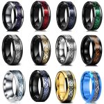 Classic 8mm Black Tungsten Celtic Dragon Ring – Men’s Stainless Steel Wedding Band with Red Carbon Fiber Inlay