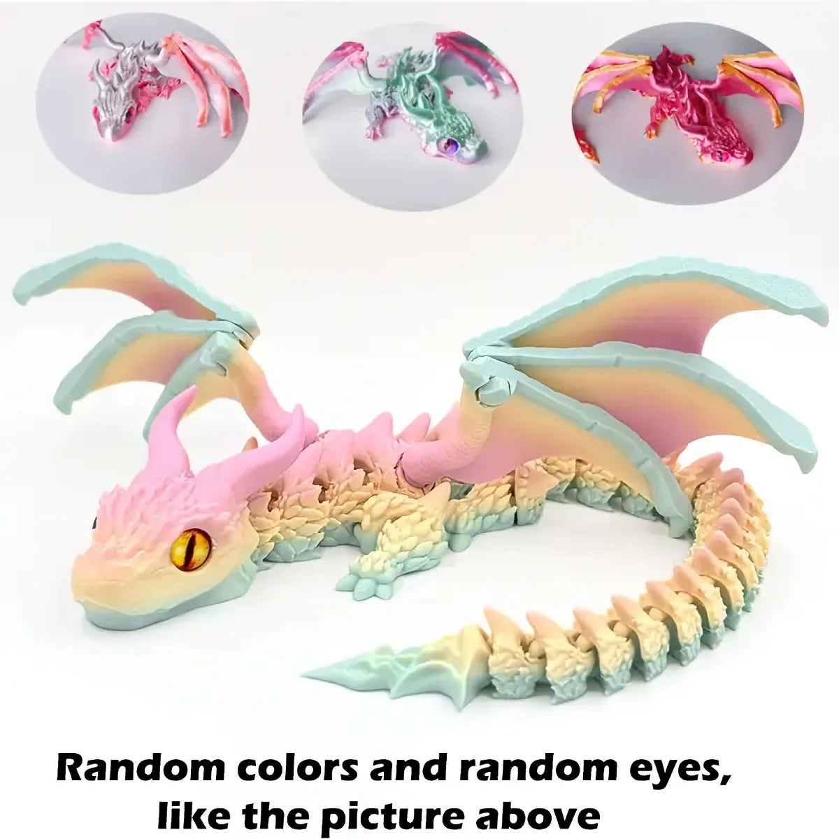 1PC 3D Printed Winged Carriage Dragon Figurine – Art Deco Resin Sculpture with Random Eyes | Tabletop Animal Theme Decor - Image 8