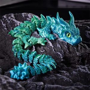 3D Printed Magic Dragon Model – Multi-Joint Movable Desk Ornament & Home Decoration Toy