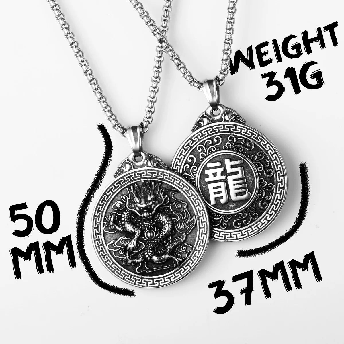 Chinese Dragon Stainless Steel Pendant Necklace - Image 6